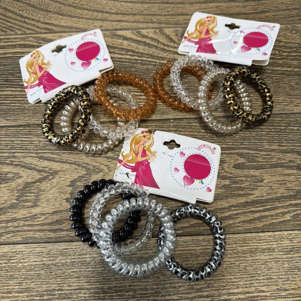 NEW LOT OF 3 DENTLESS JELLY BANDS COIL PONYTAILERS MULTI-COLOR 4CT EACH